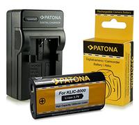 PATONA 3en1 Cargador + Bateria Klic-8000 Compatible con Kodak EasyShare Z712is Z8612is Z1012 Z1015is Z1085is Z1485is Ricoh DB-50