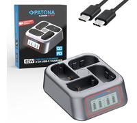 PATONA 4-Fach Cargador 45W USB-C PD/QC para Canon LP-E6P/E6NH/E6N/E6