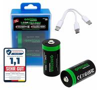 PATONA 4X Premium LR14 Baby C Batería 1,5V 3450mWh, Recargable por USB-C | Batería para radios, linternas, luces decorativas, juguetes, incl. 1-a-2 cable USB-C, más de 1.000 ciclos de carga