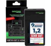 PATONA BLX-1 - PD Performance Cargador (máx. 1500mA), USB-C Mini Dual LCD - Capaz de PD/QC (161713) Compatible con Olympus OM-System OM-1, OM-1 II, OM-3, OM1, OM3