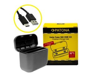 Patona Caja de carga doble para Insta 360 ONE X3 CINAQBT/A in able USB-C