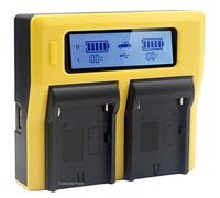 PATONA - Cargador Doble LCD - Compatible con la batería Sony NP-FM50 NP-FM500H NP-F550 NP-F570 NP-F750 NP-F960 NP-F970 NP-F990 NP-QM51 NP-QM71 NP-QM91