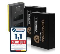 PATONA Cargador Doble LCD USB-C + 2X Protect Batería NP-W126s (1210mAh) - para Fujifilm X-T5 X-T50 X100VI X100F X-S10 X-T30 X-Pro3 X-E4 - Set Completo con Sensor NTC