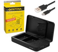 PATONA Cargador Doble para DMW-BLK22 BLK22E baterías Compatible con Panasonic Lumix DC-S5 S5 II S5K G9 DC-GH5 II GH6 GH7 Cargador con función powerbank y Almacenamiento en Tarjeta de Memoria