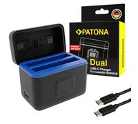 PATONA Cargador Doble para Insta360 X4 batería CINSBBMA - USB-C Caja de Carga y Almacenamiento para 2 baterías y microSD, 5V 3A Input, Cable USB-C Compatible con Action CAM, portátil y Seguro