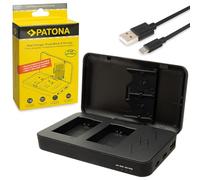 PATONA Cargador Doble para NP-FW50 Batería con Función Powerbank y Almacenamiento en Tarjeta de Memoria Compatible con Sony Alpha 7 6400 6500 A7S A7R A7II DSC RX10 Mark II III IV RX1R III RX1RM3
