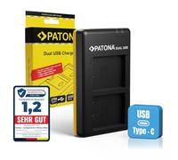 PATONA Cargador Dual USB-C/Micro-USB para Fujifilm NP-W126, NP-W126s - para FinePix HS30EXR, HS50EXR, X100F, X-T10, X-T20, X-T30, X-T100, X-Pro2, X-Pro3, X-A3, X-A5, X-A10, X-H1 - Carga Dos a la Vez