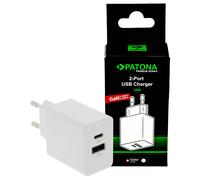 Patona Premium GaN PD35W Adaptador blanco 1xUSB-C 1xUSB-A PD3.0 QC3.0