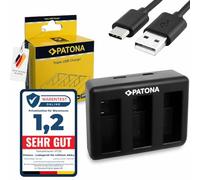 PATONA Cargador Triple para dji Osmo Action 3/4 / 5, Cargador-Rápido de 3 bahías para Baterías BCX202, con Entradas USB-C y Micro-USB, Compacto y Apto para Viajes, Incl. Cable USB-C
