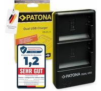 PATONA Dual Cargador USB-C/Micro-USB para Nikon EN-EL15/EL15b/EL15c | Compatible: Nikon 1 V1, D7000, D7100, D7200, D7500, D600, D610, D750, D780, D800, D810, D850, Z6II, Z7 II