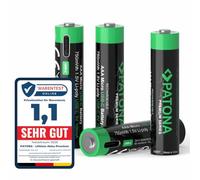 PATONA Pilas AAA Micro USB-C, 4 Unidades, 1,5 V 750 mWh 500 mAh | 1,5 V/750 mWh, 500 mAh, Recargables a través de USB-C (100 mA), Cable de Carga USB-C con 2 Puertos