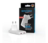 PATONA Platinum GAN PD65W Flat Adaptador Blanco - 2X USB-C PD3.0 QC3.0 Cargador rápido 65W, Dual-Port, PPS, tecnología-GAN, Compacto y Seguro para Smartphones Tablets laptops y Dispositivos USB C