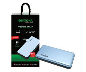 Patona Premium Powerbank Stark 1.0 PD65W 20.000mAh con 2 cables de carga integrados USB-C Lightning