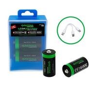 Patona Premium USB-C 2x pilas LR14 Baby C de litio 3450mWh 1,5V recargables con cable de carga de 1 a 2 USB-C