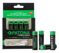 PATONA Premium Usb-C 4x Aa Baterías Litio 1.5V 3000mWh Recargable Con 1A 2 Usb-C