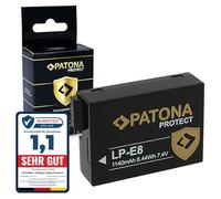 PATONA Protect LP-E8 Batería (1140mAh 8.44Wh 7.4V) Compatible con Canon EOS 550D 600D 650D 700D Rebel T2i T3i T4i T5i Kiss X4 X5 X6i X7i