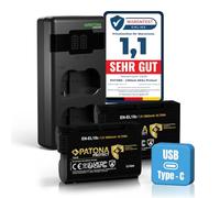 PATONA Set 2X EN-EL15c Protect batería 2600mAh con Cargador PD Dual USB-C | Compatible: Nikon 1 V1, D7000, D7100, D7200, D7500, D600, D610, D750, D780, D800, D810, D850, Z6II, Z7 II