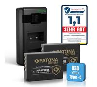 PATONA Set 2X NP-W126S Protect batería 1210mAh con Cargador PD Dual USB-C