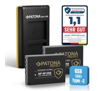 PATONA Set Dual Cargador USB-C con batería 2X NP-W126S Protect, 1210mAh