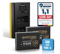 PATONA Set Dual LCD Cargador USB-C con batería 2X NP-W126S Protect 1210mAh | Compatible: Fujifilm FinePix HS50EXR, HS30EXR, HS33EXR, HS35EXR, Fujifilm FinePix X100F, X100V, X100VI, Fujifilm FinePix