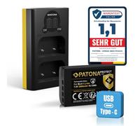 PATONA Set Dual LCD cargador USB-C con batería BLX-1 Protect, 2600mAh | Compatible: Olympus OM-1, OM-1 II, OM-3