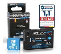 PATONA USB-C Platinum Batería para Nikon EN-EL14 EN-EL14a, 1030mAh 7.4V | Compatible: Nikon Coolpix P7000, P7100, P7700, P7800, Nikon D5100, D5200, D5300, D5500, D5600, Nikon D3100, D3200, D3300
