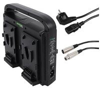 PATONA V-Mount Cargador 4 Puertos Compatible con Sony BP-95W BP-GL65 BP-190WS, JVC GY-HM850E baterías vmount, Funcionamiento Paralelo, Cable XLR de 4 Pines para LED, videocámaras y monitores