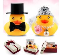 Patos de Goma de Boda, Regalo Boda para Novios Incluye un par de Patos y Tarjetas, para Recuerdos de Fiesta, Regalo de Novia y Novio, Decoraciones de Fiesta