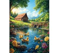 Patos Junto a una casa de Campo Puzzle 300 Piezas Juguete Educativo Intelectual Rompecabezas Impossible para Adultos Aliviar Estrés Decoración Hogar DIY Creativo 300 PCS