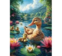 Patos Nadando en Estanque de lotos Puzzles 500 Piezas Moderno Decorativo Animales y Plantas Rompecabezas Familiar para Hombres Y Mujeres Aliviar Estrés Maquetas Construir 500 PCS