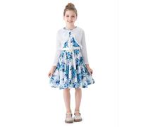 PATPAT Chaqueta de punto tipo bolero para niñas - Perfecta para la entrada al colegio y vestidos de bautizo, suave y cómoda ropa para niñas, chaqueta de manga larga en varios, Blanco, 122-128