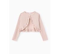 PATPAT Chaqueta de punto tipo bolero para niñas - Perfecta para la entrada al colegio y vestidos de bautizo, suave y cómoda ropa para niñas, chaqueta de manga larga en varios, albaricoque, 134-140