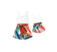 PATPAT Conjunto de mono para madre e hija, traje de verano a juego para mamá, hija y bebé, traje familiar de verano, cómodo mono para madre e hija, perfecto para vacaciones, sesión de fotos, ocio