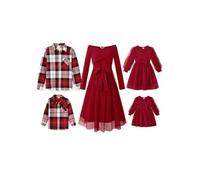 PATPAT Conjunto de ropa familiar de manga larga - Vestido para madre e hija, vestido de princesa festivo, ropa a juego familiar, mujer, bebé, niña, hombre, niño, otoño y primavera, granate, XL