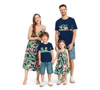 PATPAT Family Look Set - Traje de Verano Hawaiano para mamá, papá, niños - Ropa de Playa para la Familia - Ropa de niña