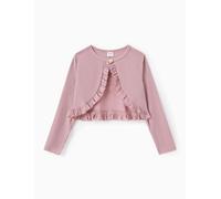 PATPAT Girls bolero cardigan, perfect for schooling and christening dresses, soft and comfortable, children's clothing, long sleeves, shoulder jacket in different colours, PINK, 7-8y