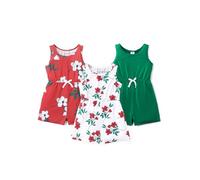 PATPAT Mono de Verano 3 Piezas para Niña, Conjunto de Camiseta Peto Corto y Shorts Ropa Infantil para Fiesta, Regalo de Cumpleaños, Exterior, Color block 4-5 Años