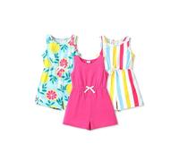 PATPAT Mono de Verano 3 Piezas para Niña, Conjunto de Camiseta Peto Corto y Shorts Ropa Infantil para Fiesta, Regalo de Cumpleaños, Exterior, Multicolor 4-5 Años