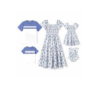 PATPAT Tropical Family Suits - Vestidos Florales para Mujer y NiñA, Camisetas de Rayas para Hombre y NiñO - Ropa de Playa, Fiestas y Vacaciones - Conjuntos Coordinados Madre-Hija, Padre-Hijo