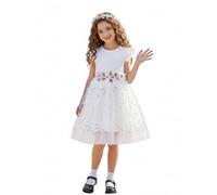 PATPAT Vestido de Fiesta para Niña Sin Mangas Vestidos de Princesa de Tul para Niña con Bordado de Flores, Vestido de Fiesta Vestido de Tutú para Boda, Cumpleaños, Desfile, Bautizo, Banquete, Festival
