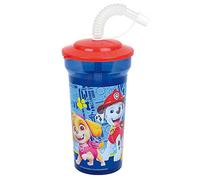 Fun House 005776 PAT'PATROUILLE Vaso con Pajita 400 ml para niños-Vajilla Reutilizable, Plástico, Transparente