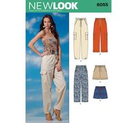 Patr?n de costura para pantalones y shorts para se?oras New Look 6055, talla A (6-8-10-
