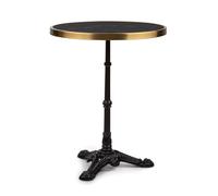 blumfeldt Patras Lux - Mesa de jardín, Tablero de mármol, para Interior y Exterior, Base de Hierro Fundido, Resistente a la Intemperie, Cantos Dorados, Dimensiones 57,5 x 72 cm, Redonda, Negro
