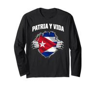 Patria Y Vida SOS Bandera Cuba Libre Cuba Manga Larga