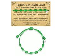 PATRICIA TRENDY - Pulseras 7 chakras con nudos verde - Contra el mal de ojo - Hilo del destino protección energía negativa - Amuleto para la buena suerte - Prosperidad amigos parejas (Verde)
