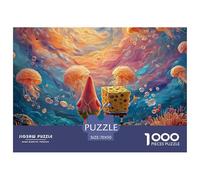 Patrick Floating in The Jellyfish 1000 Pcs Cartón Rompecabezas Bright Flower Village Imposible, Difícil Juego Creativo Puzzle Juego De Desafío Difícil 70x50cm/1000pcs