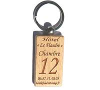 patrickgravure Llavero Madera Exótico grabado personalizado hoteles,casas de campo, B&B, Camping, Mobil-Home, Chalet! Números de Habitación, beige, 55X30mm