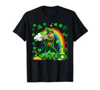 Patrick's Day Irish Man Playing Flute Instrument Rainbow Camiseta