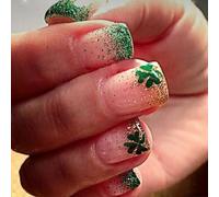 Patrick's Day Press On Nails Green Shamrock Klitter