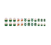 Patrick's Day Short Press On Nails Green Shamrock Diseños Alto Brillo Acrílico Completo Cubiertas Falsas Uñas Manicura Para Mujeres Festival Arte de Uñas